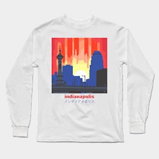 Indianapolis Indiana Skyline Japanese Art Style Long Sleeve T-Shirt